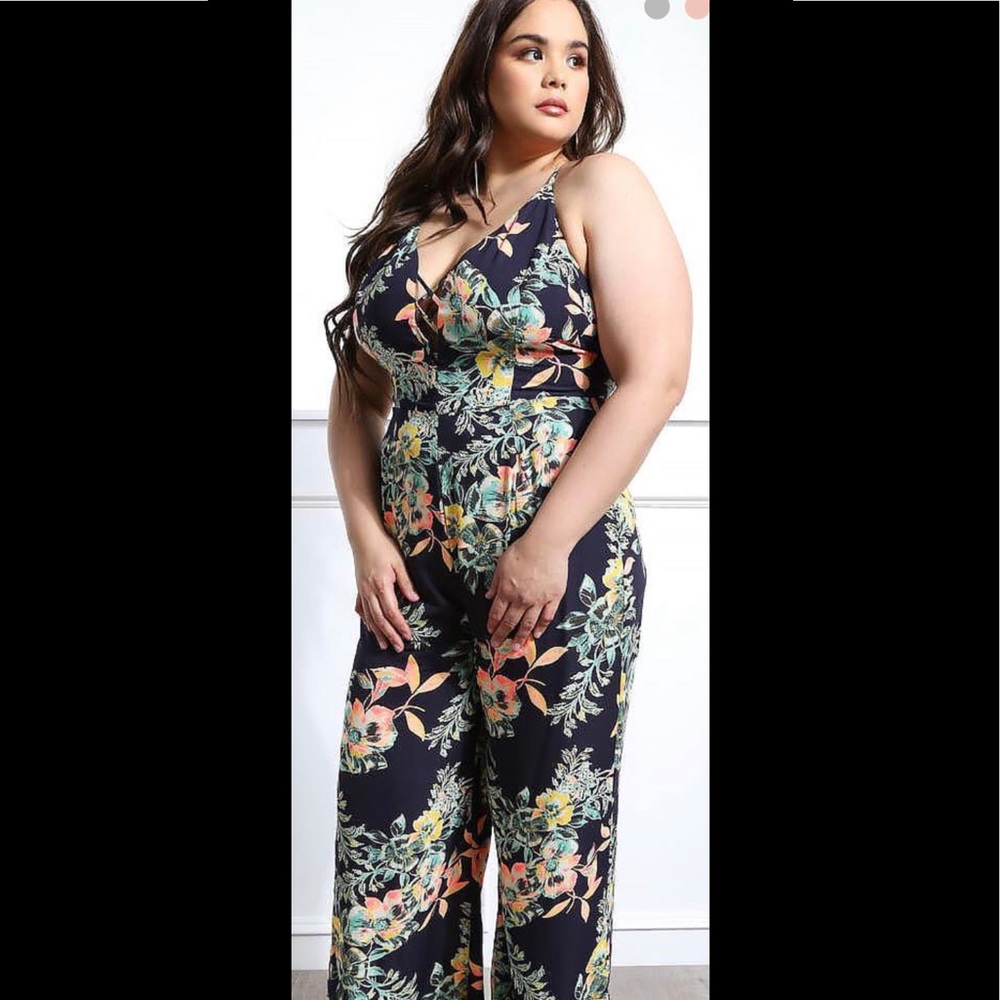 Navy blue floral jumpsuit 3xL